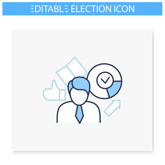 Election winner line icon. Elected candidate, leader. Choice, vote concept. Democracy. Parliamentary or presidential elections. Isolated vector illustration. Editable stroke