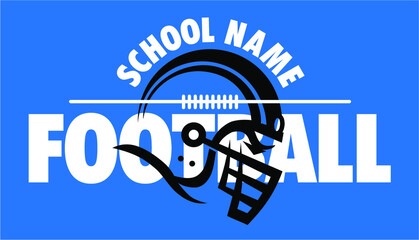 football team design with helmet and laces for school, college or league - obrazy, fototapety, plakaty