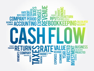 Cash Flow word cloud collage, business concept background