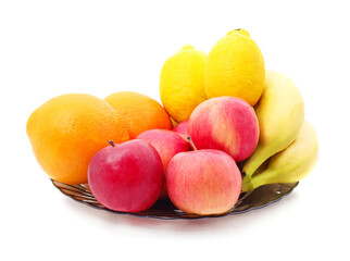 Different ripe fruits on a bowl.