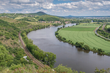 Fototapeta na wymiar landscape with elbe river / porta bohemica, Czech Republic