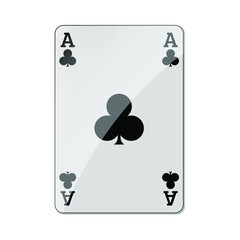 Black clover ace playing card icon. Poker gambling casino game sign. Vector illustration.