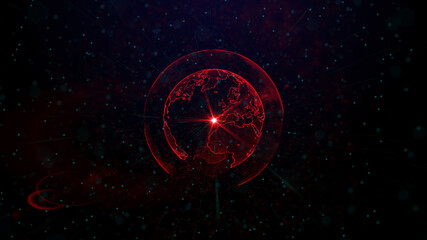 Digital red planet of Earth, 3D animation
