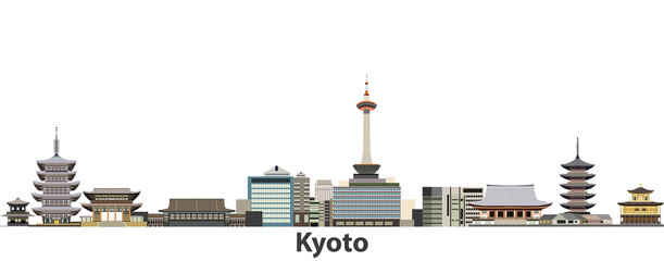 Kyoto vector city skyline - obrazy, fototapety, plakaty