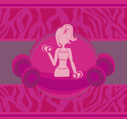 slim girl exercises with barbells - feminine flyer