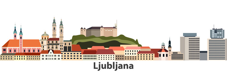 Ljubljana city skyline vector illustration