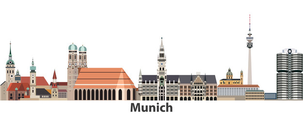 Munich vector city skyline - obrazy, fototapety, plakaty