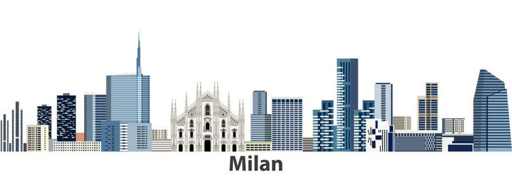 Milan city skyline vector illustration