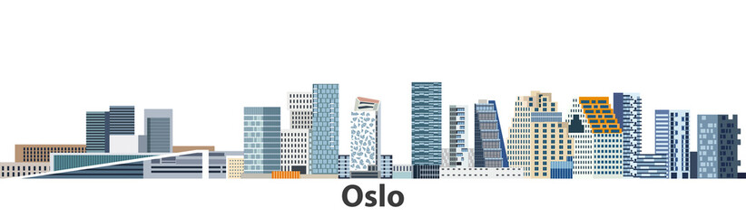 Oslo city skyline vector illustration - obrazy, fototapety, plakaty