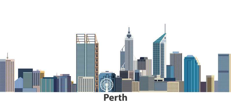 Perth city skyline vector illustration