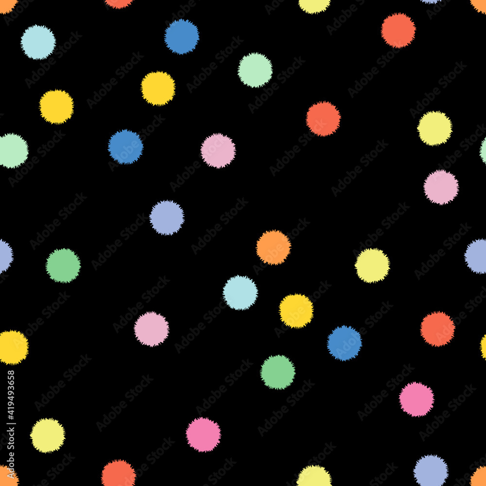 Wall mural seamless hand drawn pattern with colorful dots. vector brush strokes design elements. perfect for wa