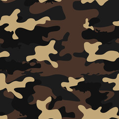 Camouflage vector template. Brown seamless background. Print