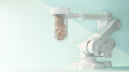 robotic arm holds capsule with an embryo