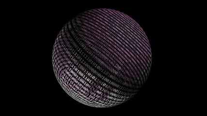 Binary data on rotating sphere concept 3d illustration