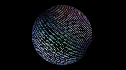 Binary data on rotating sphere concept 3d illustration