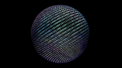 Binary data on rotating sphere concept 3d illustration