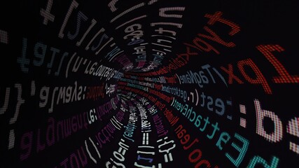 Speed Motion Inside  Code Tunnel 3d illustration