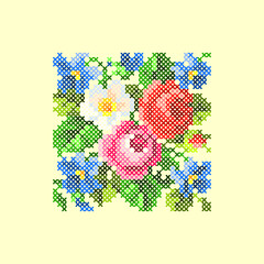 vector art cross stitch floral ornament