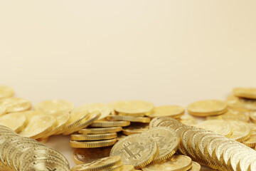 Golden bitcoin. Crypto currency business. bitcoin coin finance concept.3D illustration.