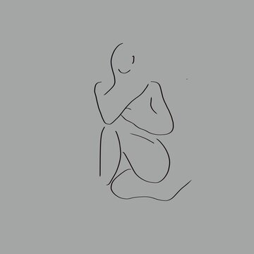 woman body line art illustration icon logo design