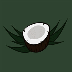 coconut on palm leafs