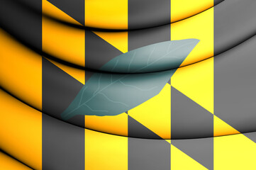 3D Flag of Calvert county (Maryland), USA. 3D Illustration. - obrazy, fototapety, plakaty