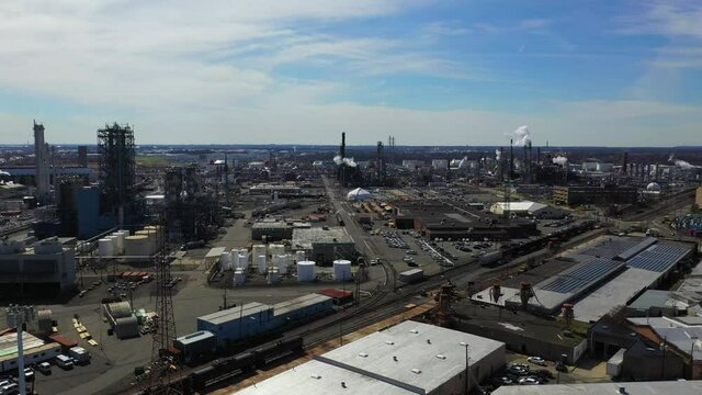Aerial Pan View of the Phillips 66 Refinery in Elizabeth, NJ