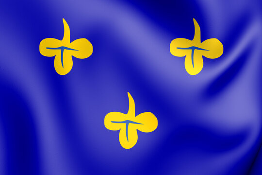 3D Flag of Zoeterwoude (South Holland), Netherlands. 3D Illustration.