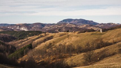 Houses on the mountain sides in western Serbia