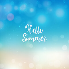 Naklejka na ściany i meble Blurred Hello Summer background, beach and ocean