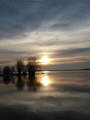 Obraz na płótnie Canvas Sunset scene of lake Orient / Aube, France