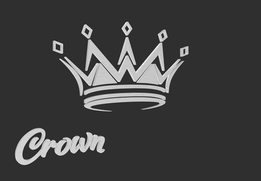 silver crown on a black background, 3D illustration 