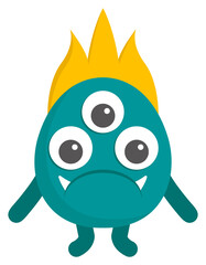 Three eyed monster. Fictional character in cartoon style