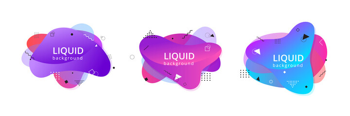 Colorful abstract fluid shapes banner collection
