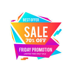 Colorful modern sale banner template design Big sale origami concept banner