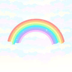 Fototapeta na wymiar Rainbow over clouds abstract background