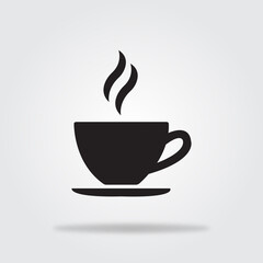 Balck Realistic Coffee and Teacup icon design. Vector illustration