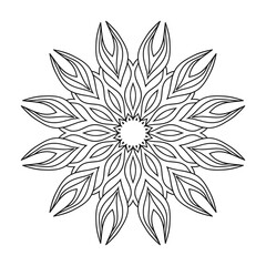Hand draw circular mandala, sun mandala.  Decorative ornament in ethnic oriental style. Coloring book page.