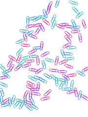 Stationary paperclips isolated on white background