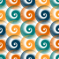 Naklejka premium Spiral swirls complicated seamless pattern vector design.