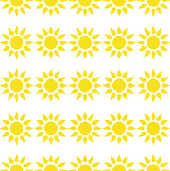 Sun emblem tribal symbol yellow and white seamless pattern.