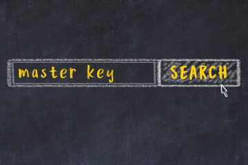 Search engine concept. Looking for master key. Simple chalk sketch and inscription