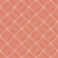 Floral delicate seamless vector pattern. Hand drawn Criss crossed white flower lace on orange background. Great for spring wallpaper, invitations, interior design projects and fashion.