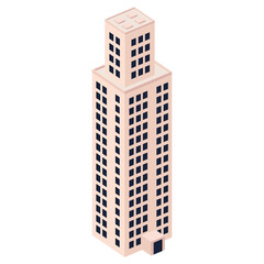 isometric pink building style icon