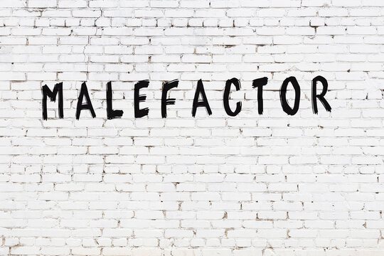 White wall with black paint inscription malefactor on it