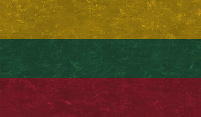 Grunge Lithuania flag. Lithuania flag with waving grunge texture. Vector background.