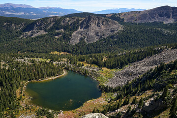 Scene overlooking Deckers Lake during the fall.