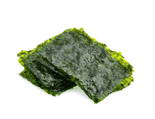 Sheet of dried seaweed, Crispy seaweed isolated on white background.