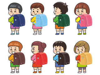 ランドセルを背負った小学生　入学