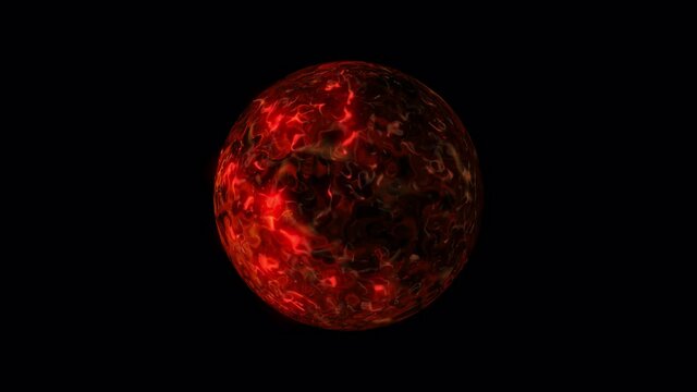 Abstract endless looping animation sci-fi red plasma ball isolated alpha channel using QuickTime ProRes 4444. Red fantasy futuristic plasma ball seamless loop. Abstract Magical Red Energy Sphere.